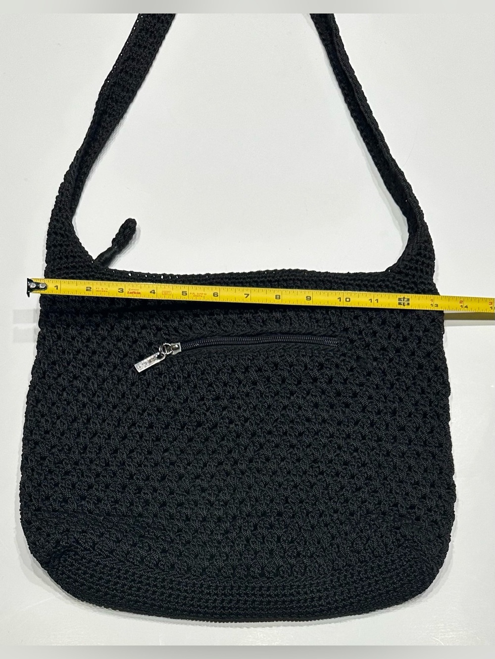 THE SAK Black Classic Crochet Long Crossbody Strap Shoulder Handbag Boho - Picture 9 of 16